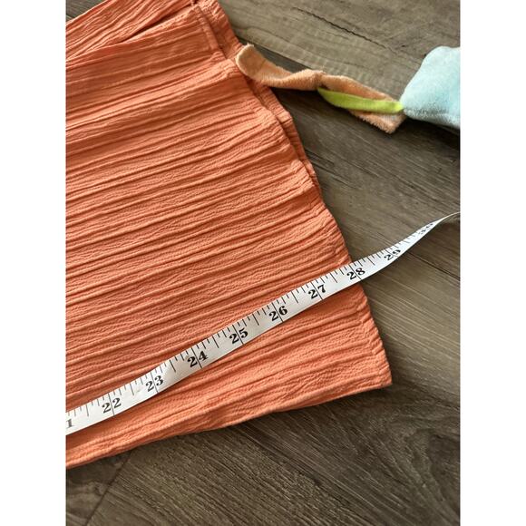 Khaadi Crinkle Textured Pant Set Balloon Sleeve Top Women’s Small Orange - Picture 13 of 13